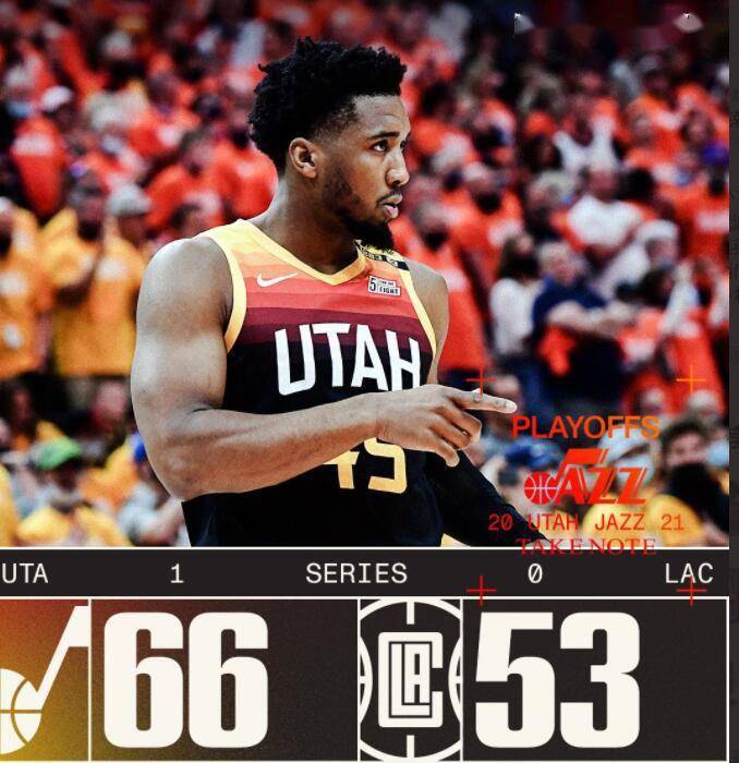 快船遭爵士完胜，米切尔独砍40分夺胜